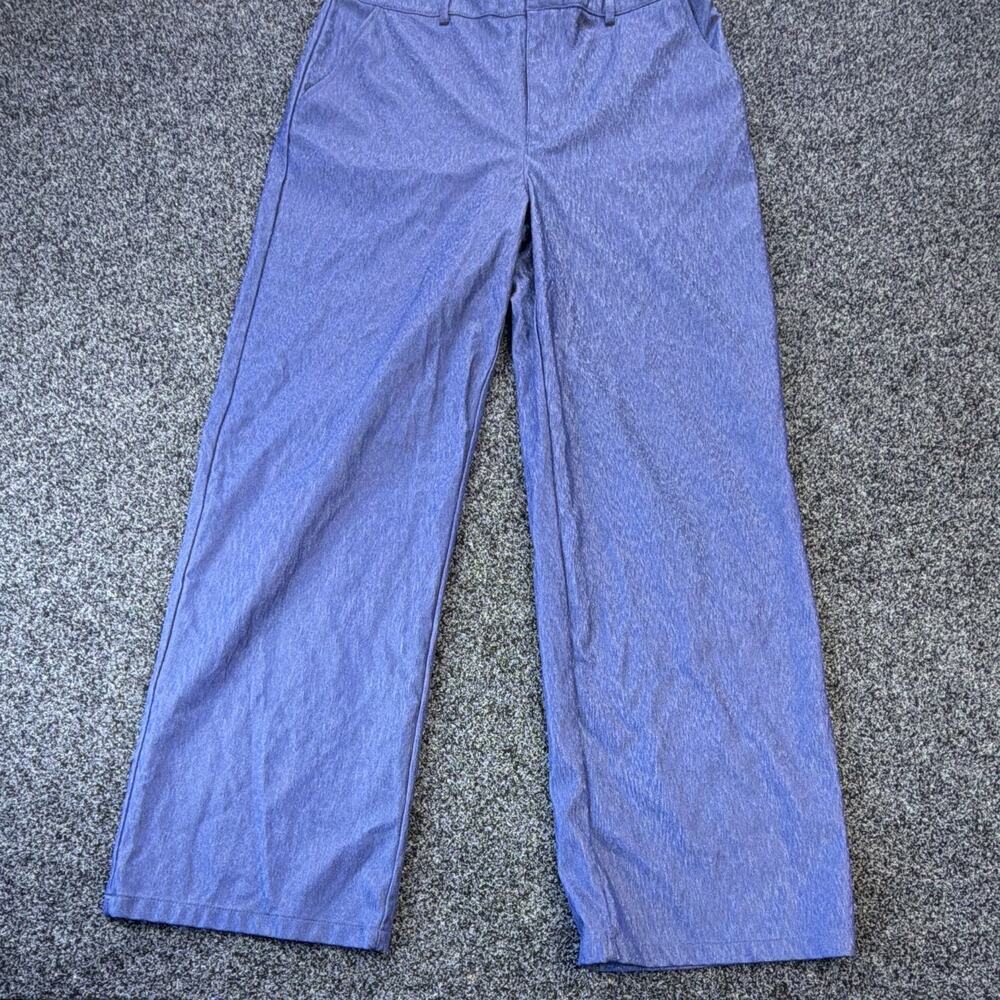 NA-KD Womens Wide Leg Trousers Blue High Rise Dress Pants EU 44 US 14